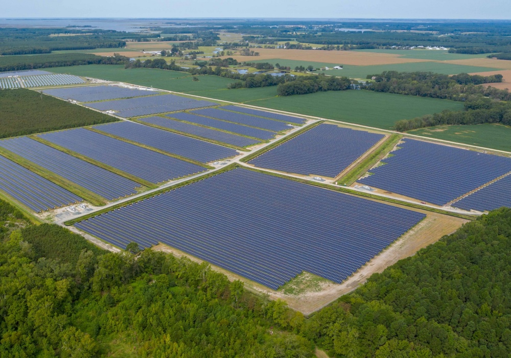 a solar panels in a field