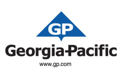 a blue triangle with white text