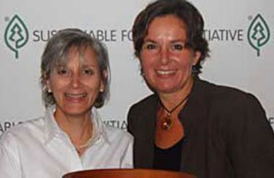 a couple of women smiling