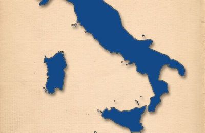 a map of italy with blue outline