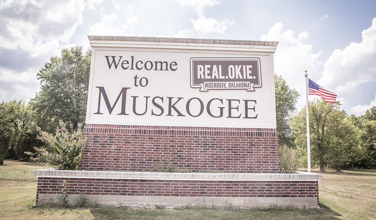 Welcome to Muskogee, Oklahoma sign