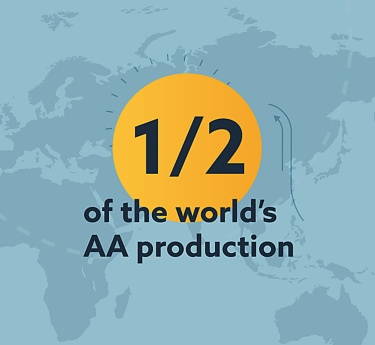 a yellow circle with black text on a blue background