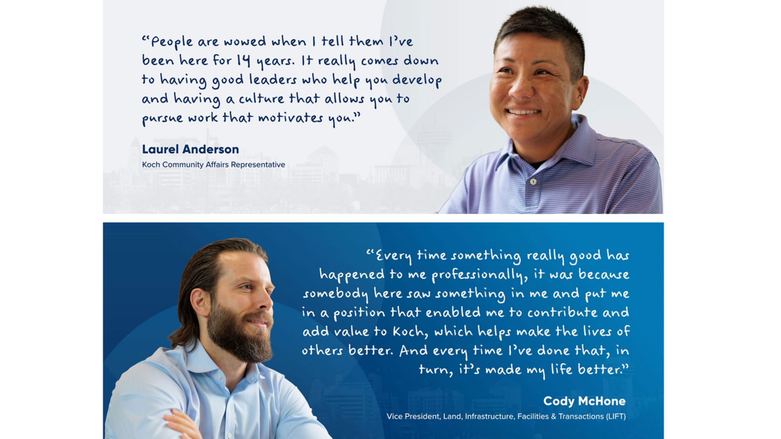 a couple of men with text