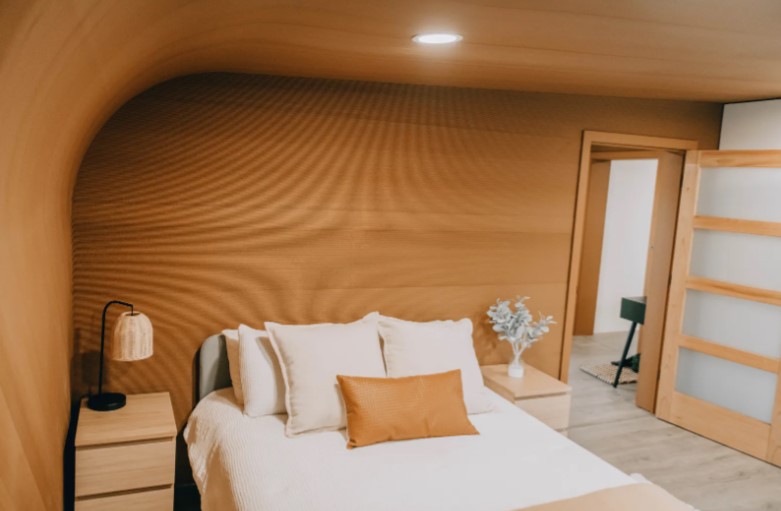 The 600-square-foot prototype features 3D-printed floors, walls, and a roof made of wood fibers and bio-resins.&nbsp; 