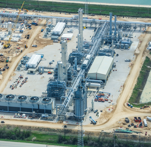 an aerial view of a factory