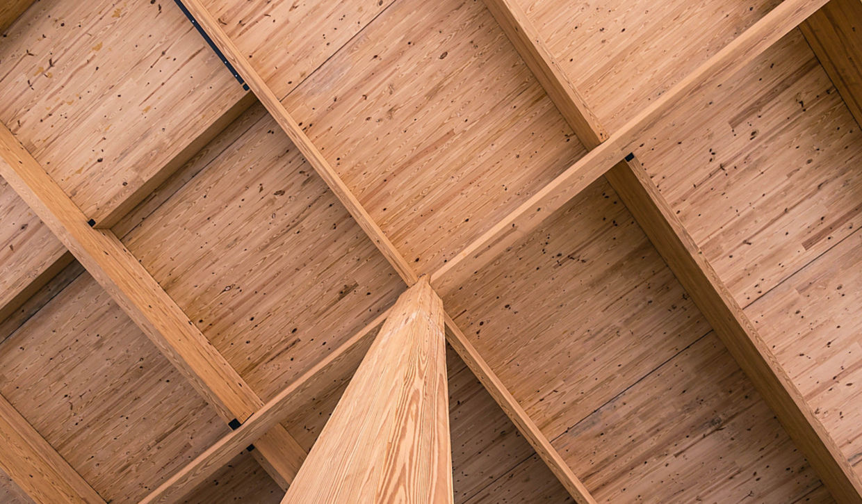 the final mass timber beam at 619 Ponce put into place. 