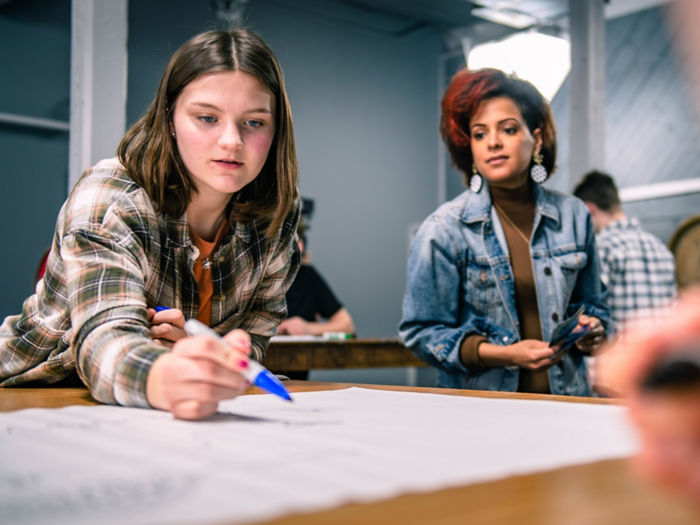 a group of people working on a project