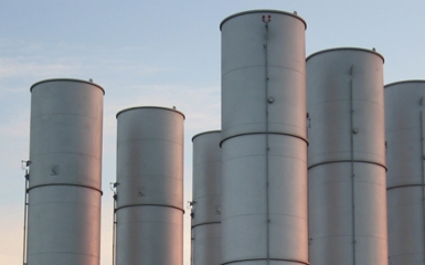 a group of cylindrical metal structures