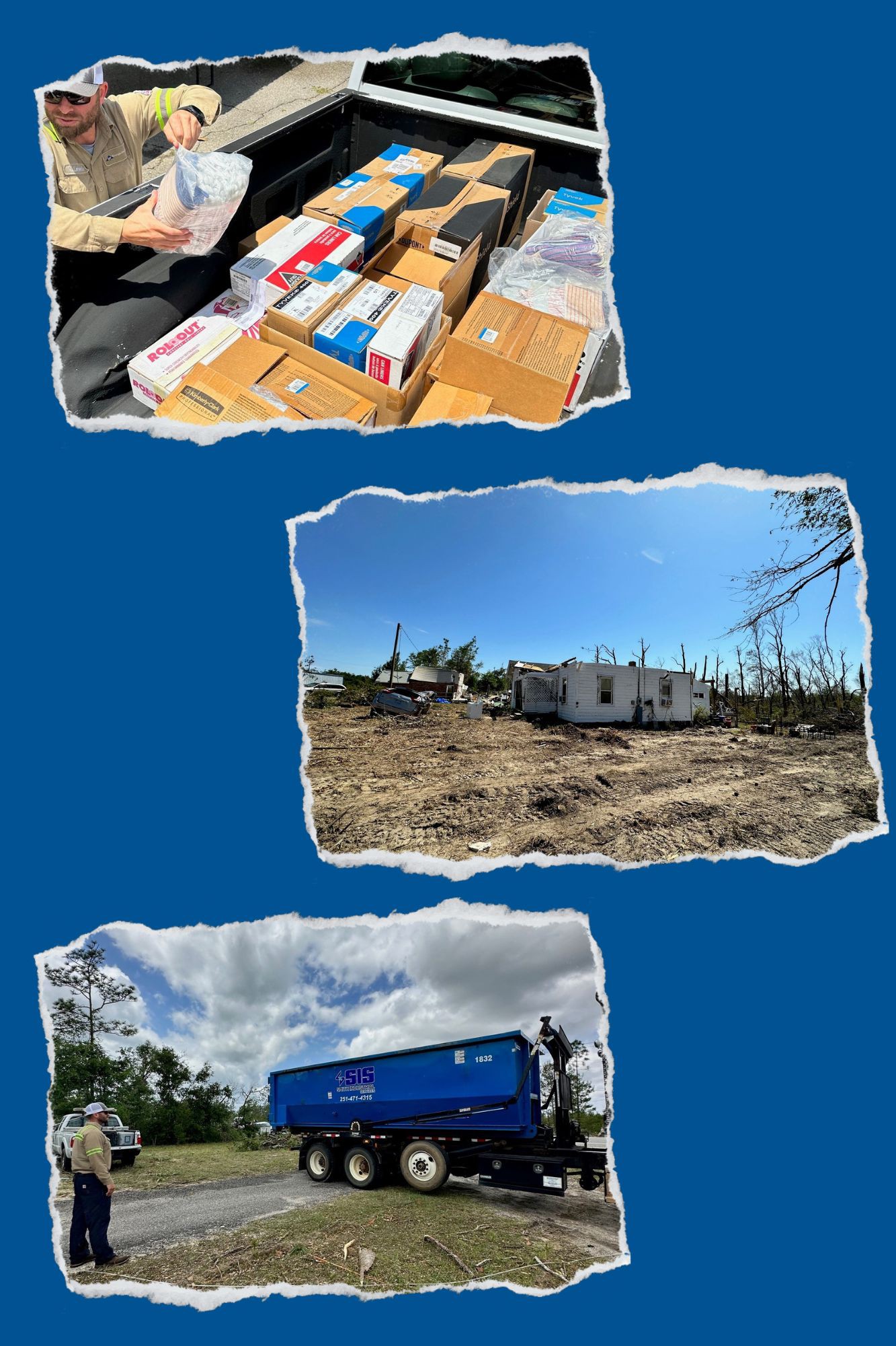 GP volunteers worked diligently to gather supplies and clean up debris in the community. 