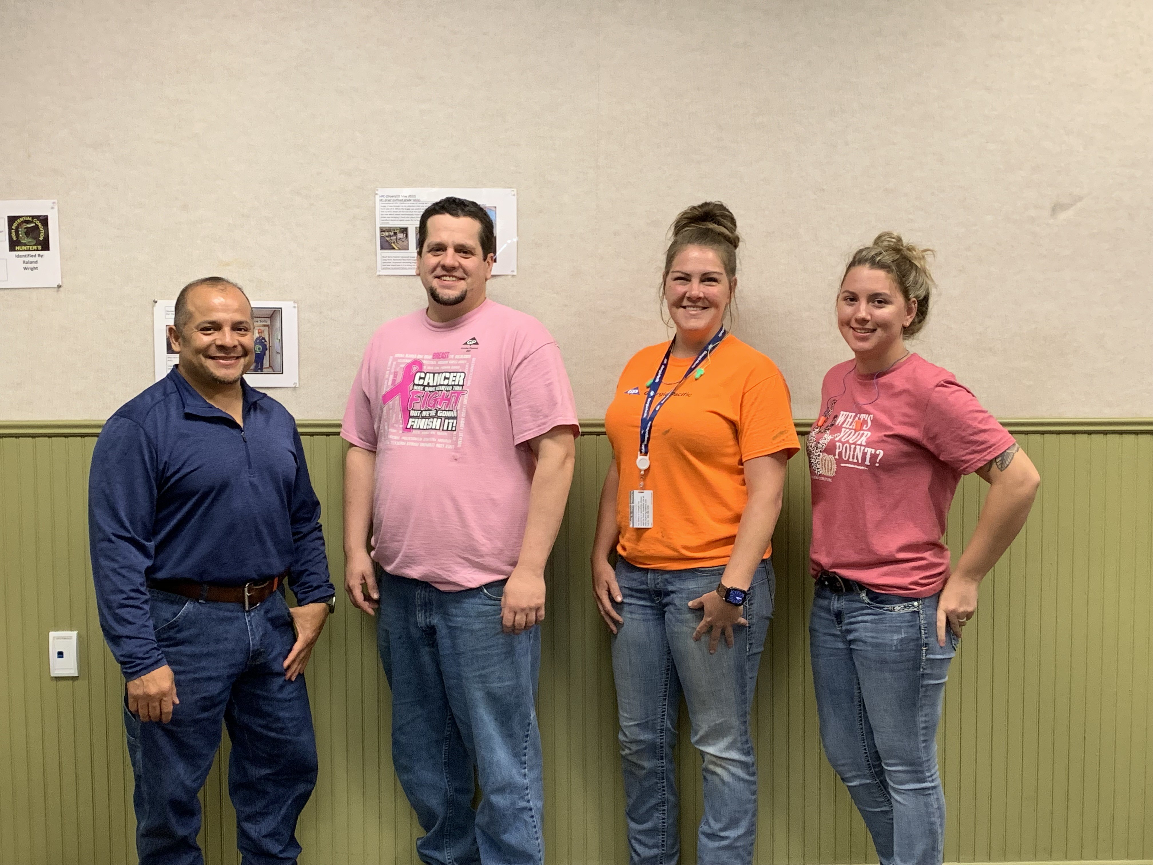 Pictured from (l to r) are Edgar Damian, Georgia-Pacific Precision Technician and Robotic System Trainer, and new Robotic Technicians Nathan Clark, Cristine Klenke, and Victoria Nickerson.