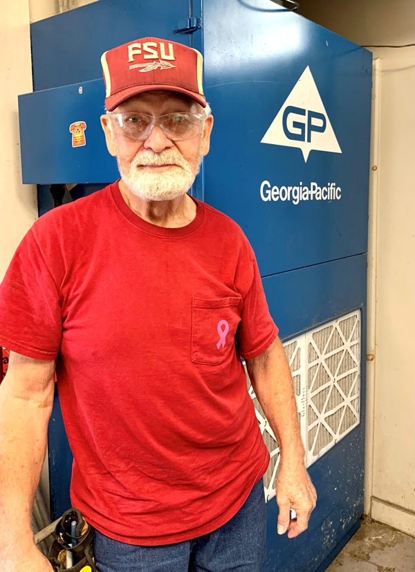Clyde Glisson, started working on various tissue machines and kraft paper machines and now a first-class electrician. 