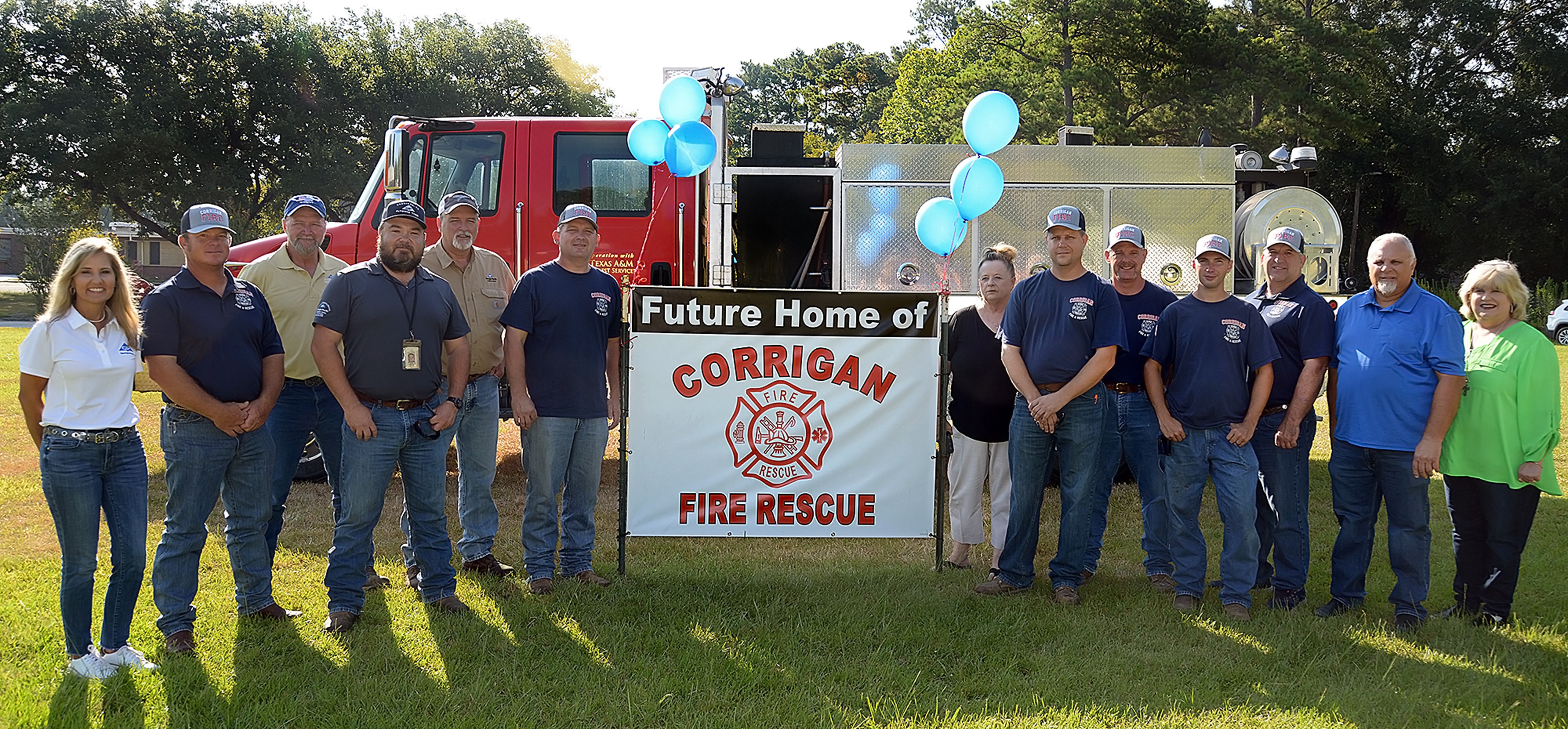 Georgia-Pacific donated $100,000 to the Corrigan Volunteer Fire Department to help build a new fire station. Pictured are GP staff, local firefighters, and city government officials. 