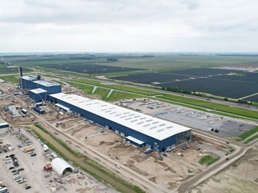 an aerial view of a factory