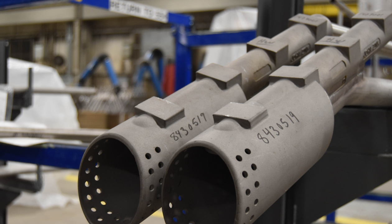 a close-up of several pipes