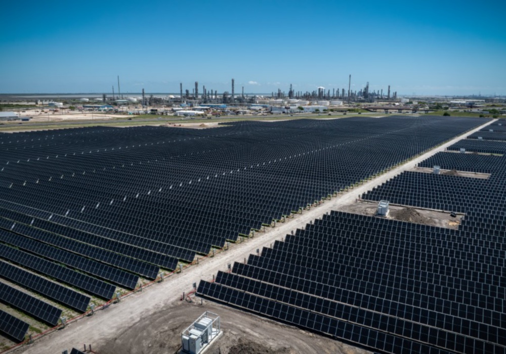 a large field of solar panels