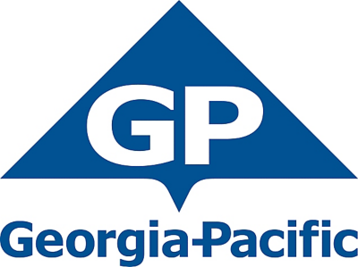 Georgia-Pacific Logo Stacked White on Blue