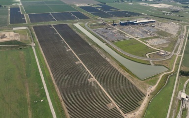 an aerial view of a farm
