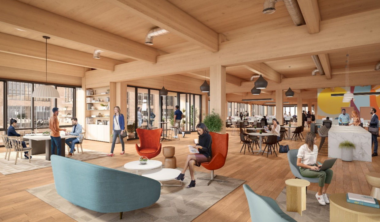 Interior artist’s rendering of 609 Ponce office loft 