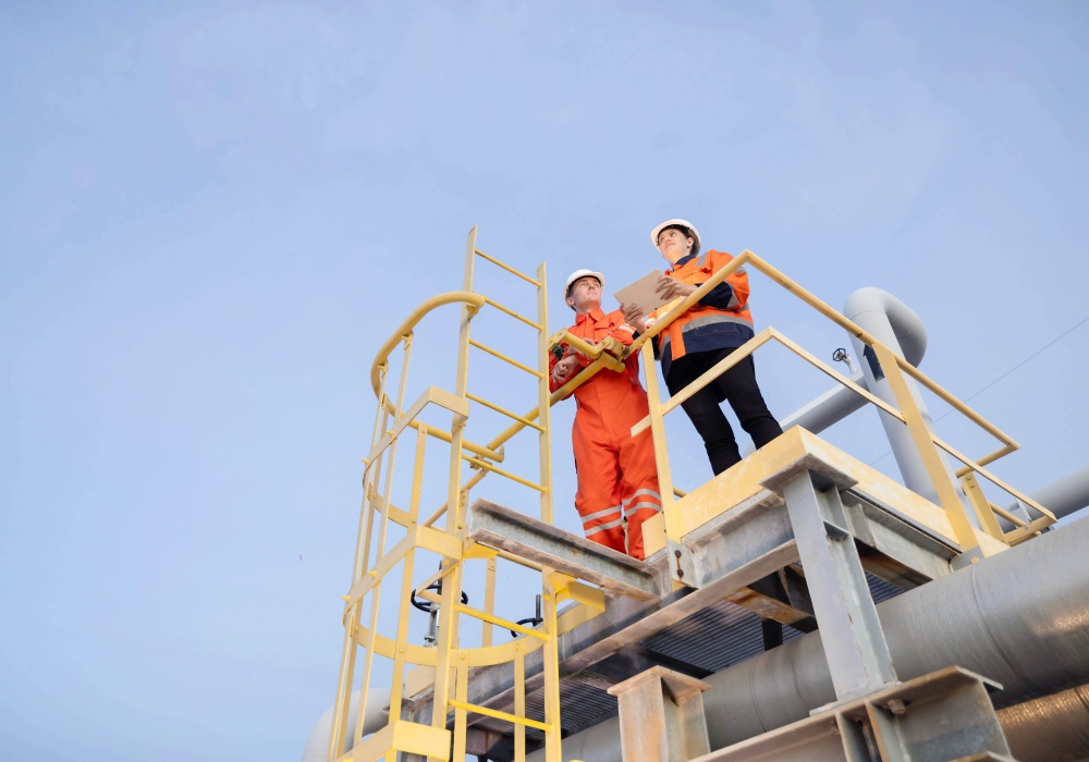 a few people standing on a platform