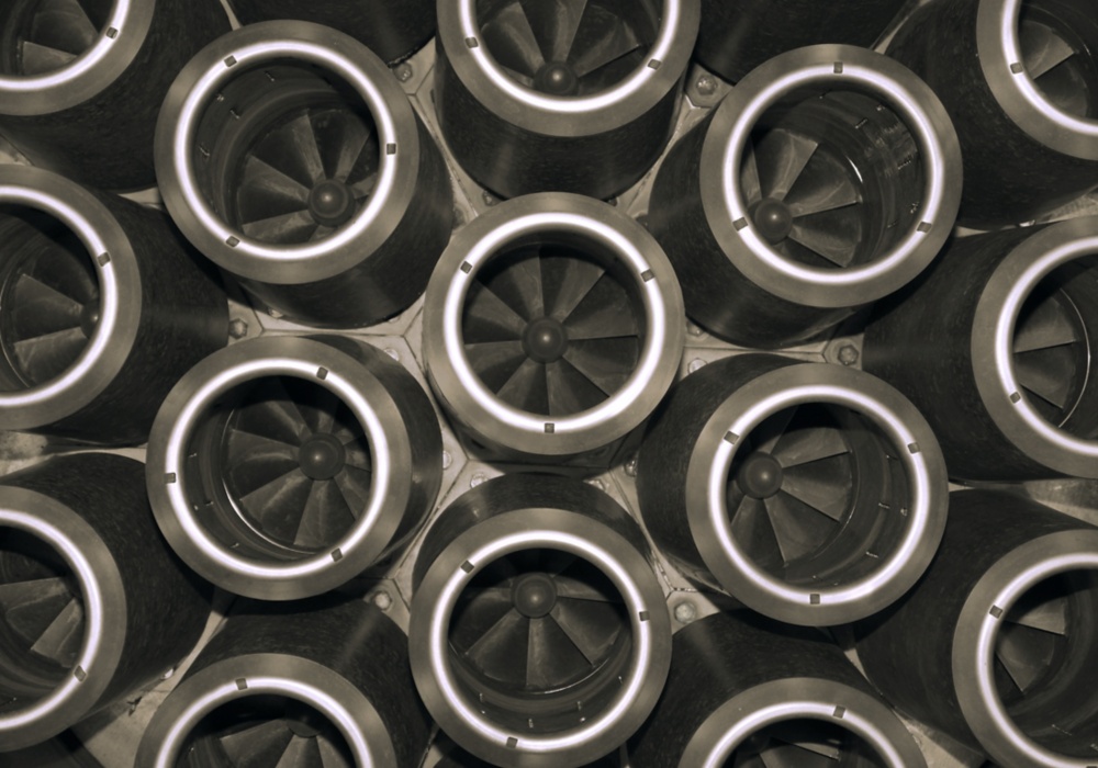 a group of round metal objects