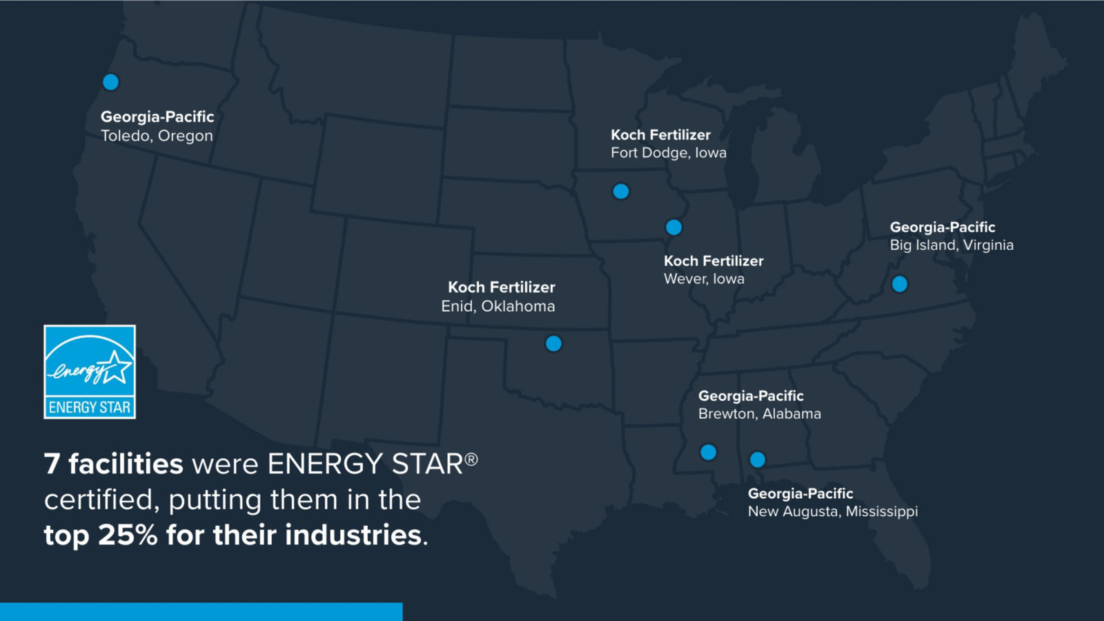a map of the united states with blue dots