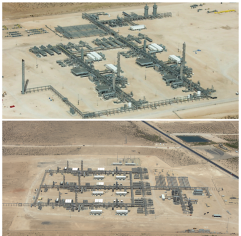 an aerial view of an oil refinery