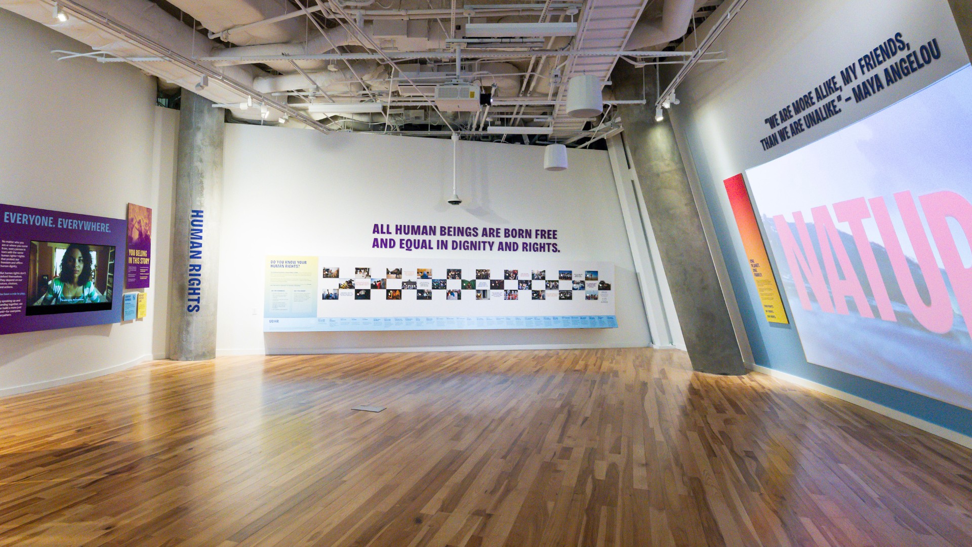 The Everyone. Everywhere. exhibit in the Human Rights Gallery, educates visitors on the global struggle for dignity and justice, and links past lessons to today