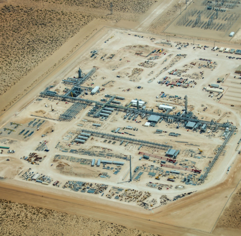 an aerial view of a factory