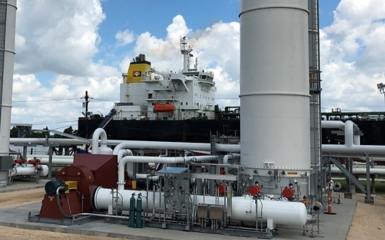 a large ship in a factory