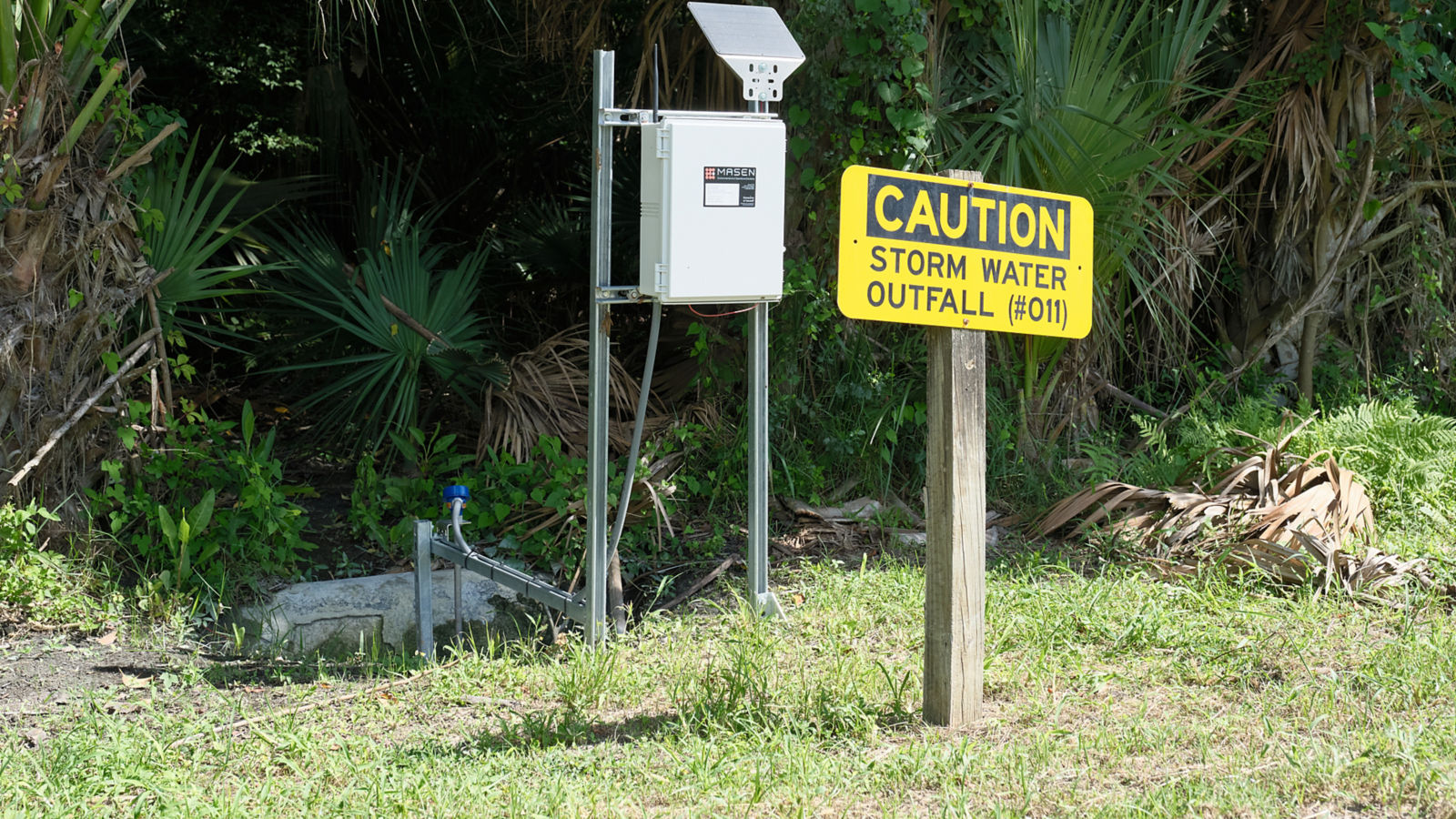 a storm water outfall warning sign