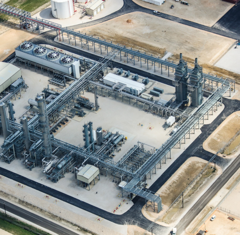 an aerial view of a factory