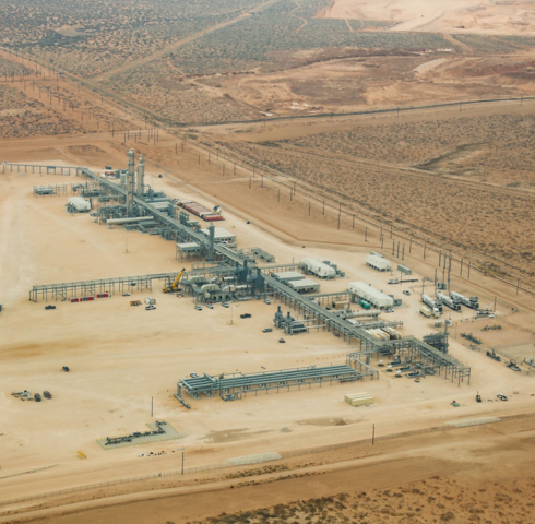 an aerial view of a factory