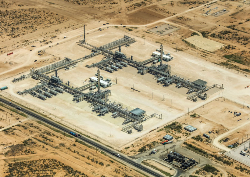 an aerial view of a factory