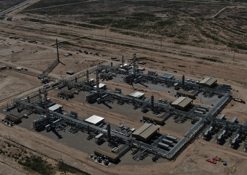 an aerial view of a factory