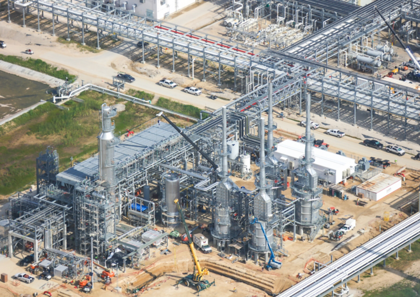 an aerial view of a factory