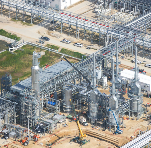 an aerial view of a factory