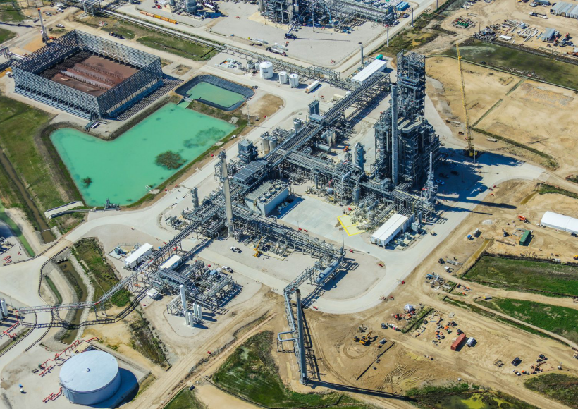 an aerial view of a factory
