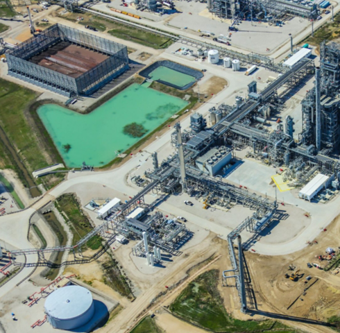 an aerial view of a factory