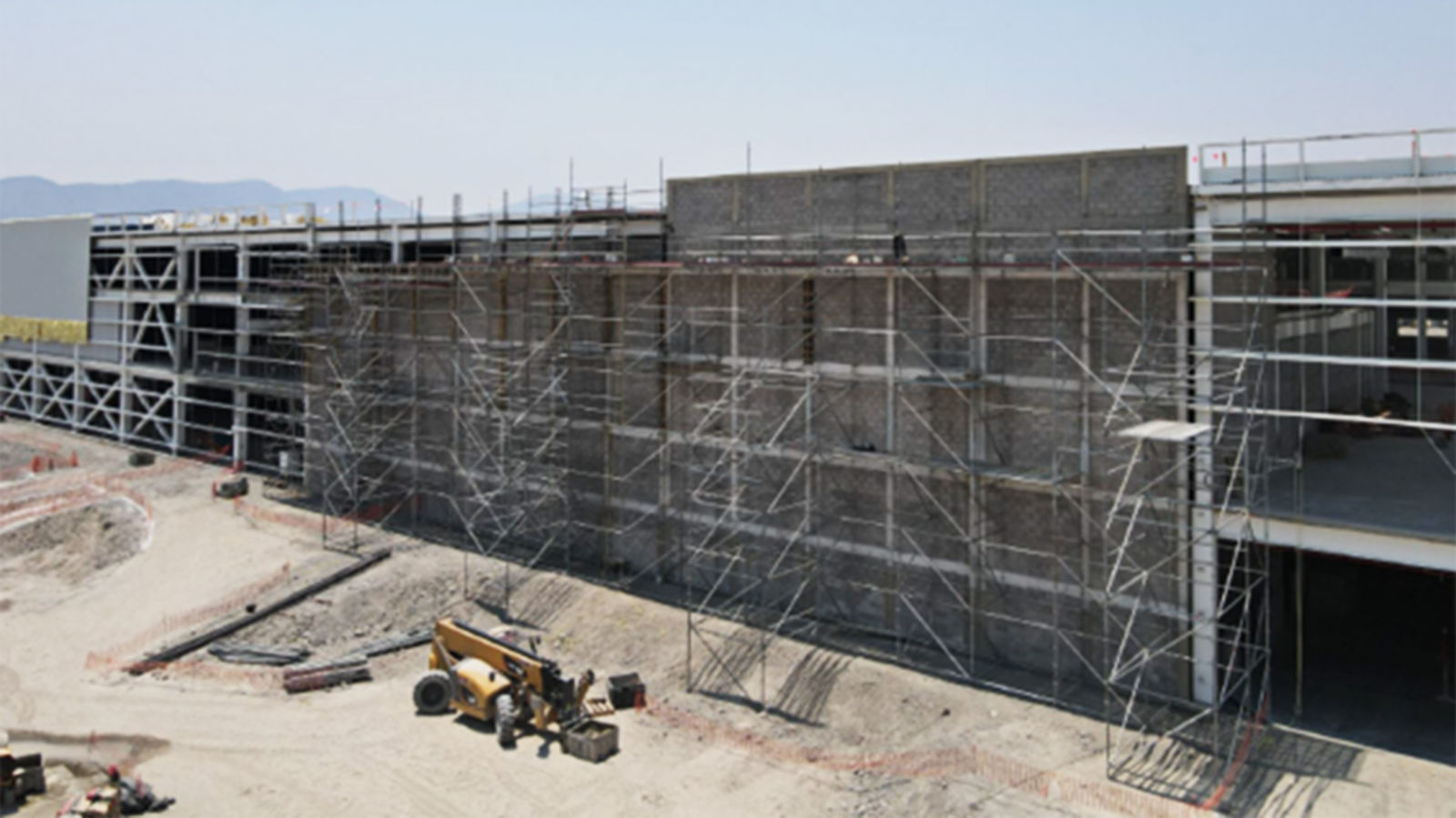 a construction site with scaffolding