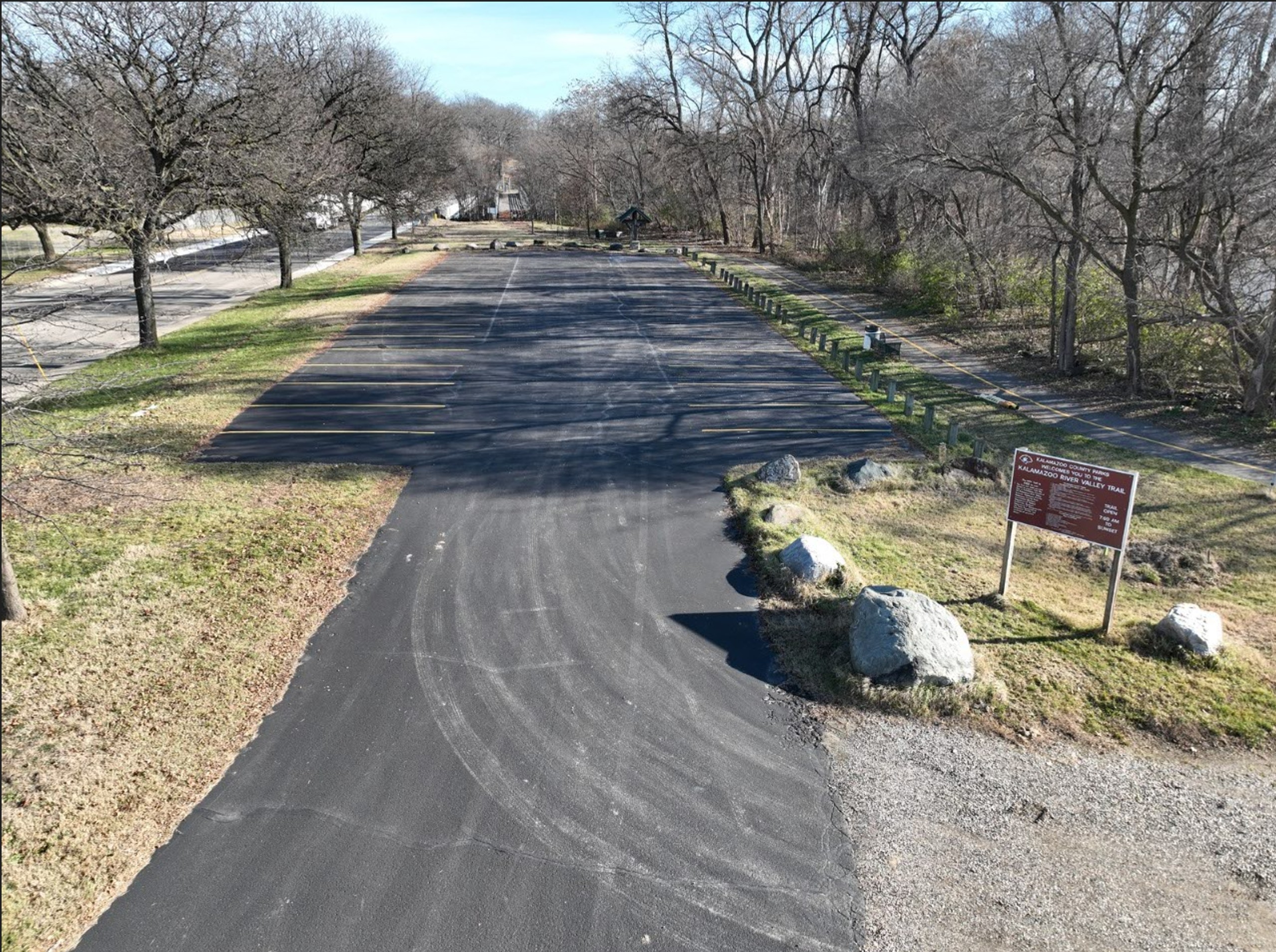 The newly paved and striped parking lot at Verburg Park.