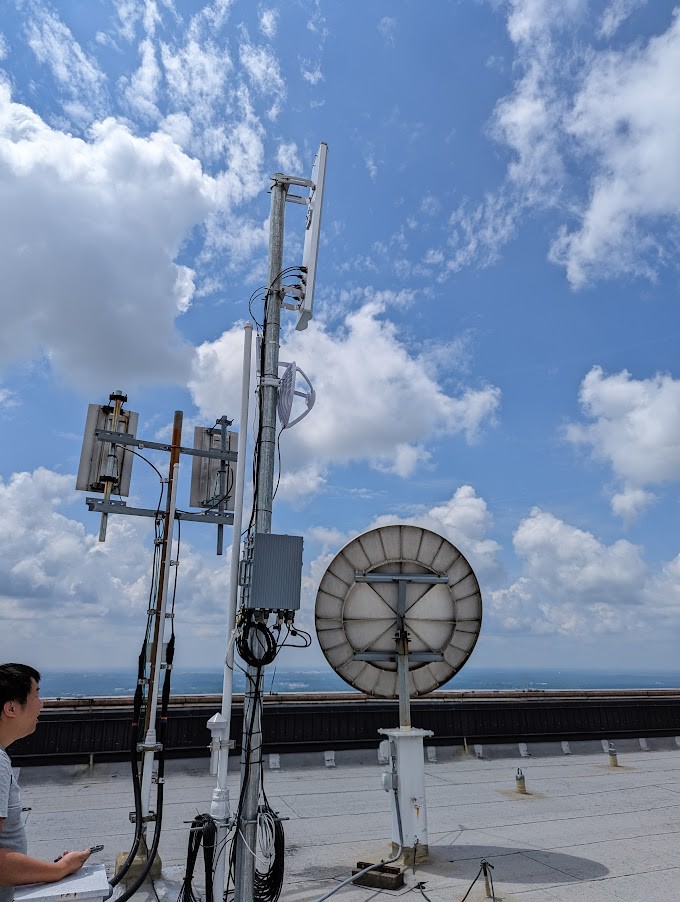 (Photo Courtesy: Justin Seabolt) Georgia-Pacific and PCs for People strategically placed an antenna on the GP Center tower in downtown Atlanta to bring affordable internet to the English Avenue area on Atlanta’s west side.