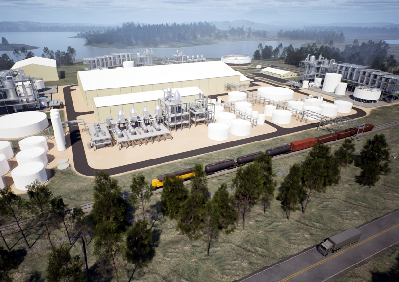 a high angle view of a factory