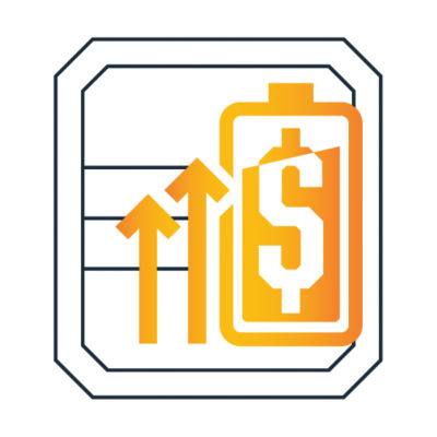 a logo of a battery charge
