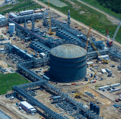 an aerial view of a factory