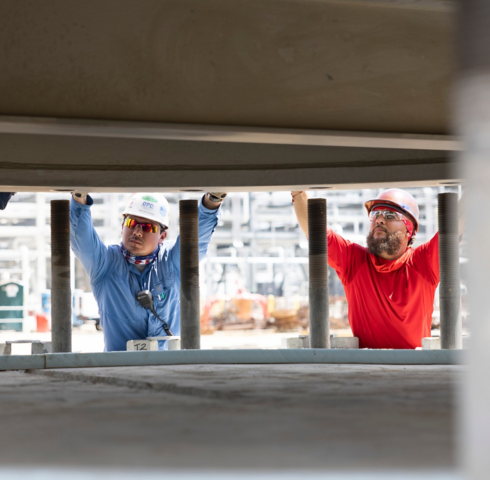 a group of men working on a construction site