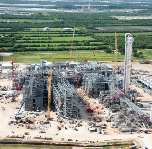 an aerial view of a factory