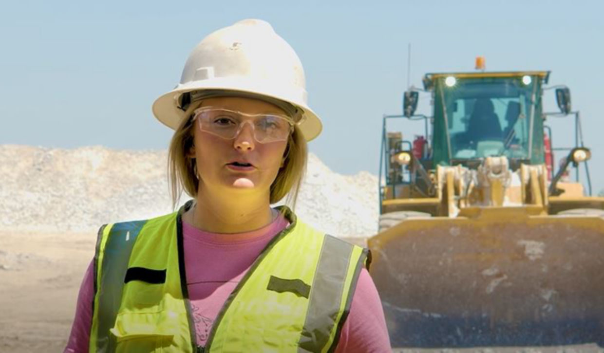 Emma Jordan operates heavy machinery at Georgia-Pacific quarry in Fort Dodge, Iowa.