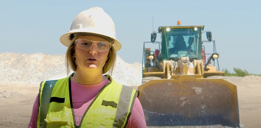 Emma Jordan operates heavy machinery at Georgia-Pacific quarry in Fort Dodge, Iowa.