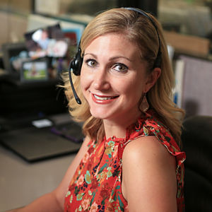 a woman wearing a headset