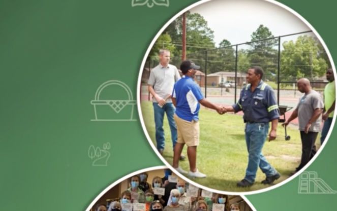 a collage of men shaking hands